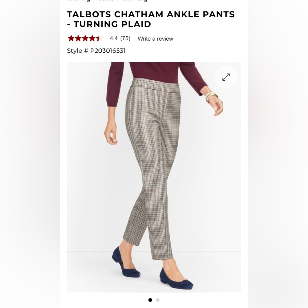 Talbots Plaid Ankle Pants in Tan and Black